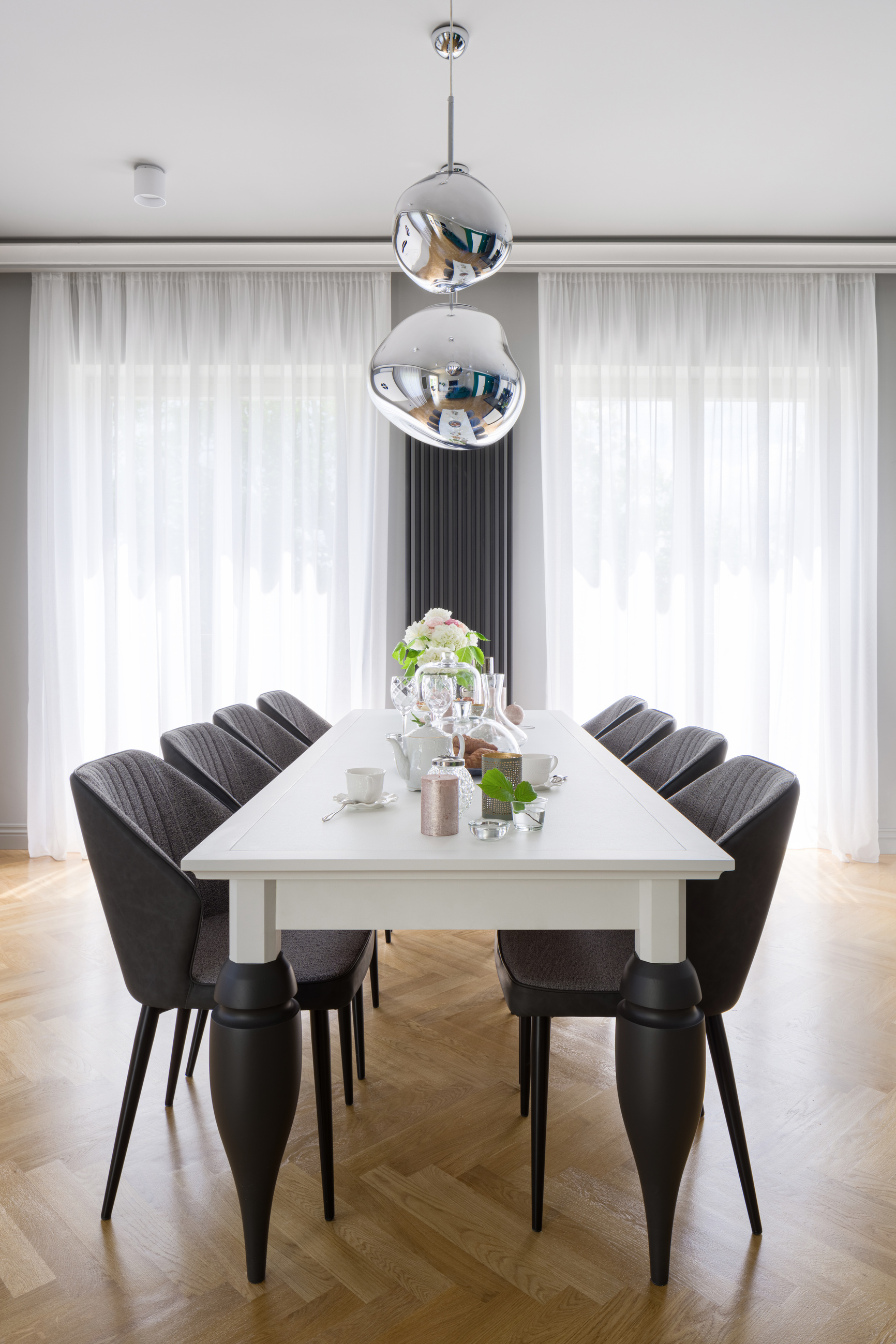 Fancy dining table with elegant chairs