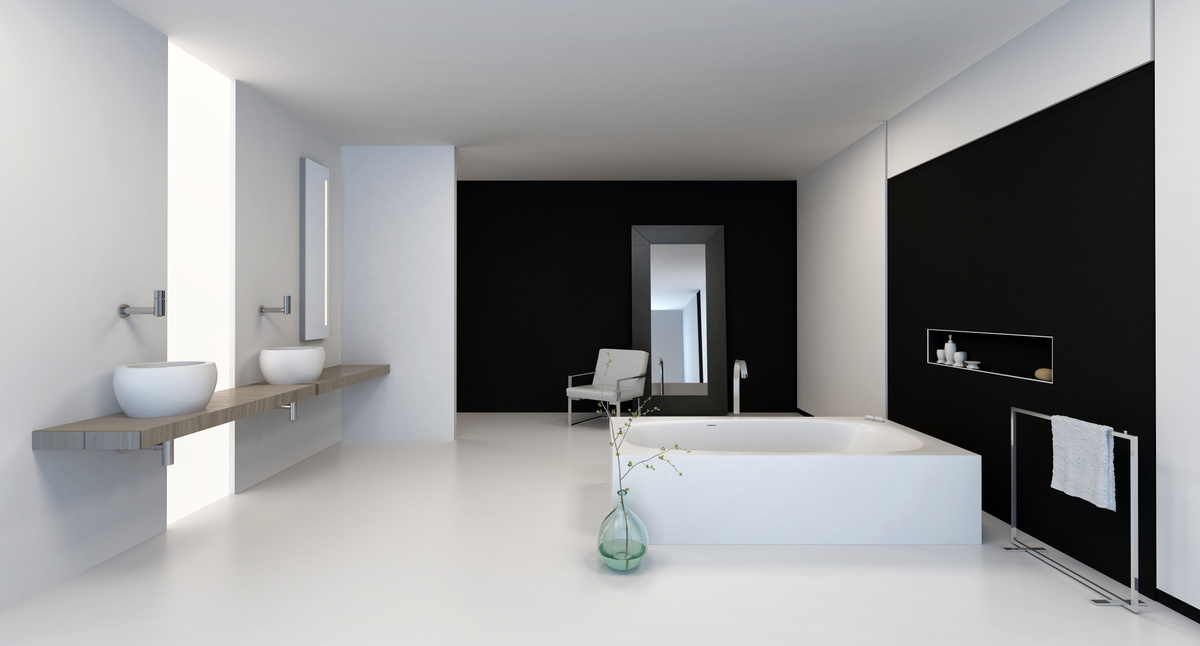 Black and White Bathroom Interior